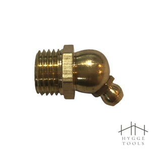 หัวอัดจารบีทองเหลือง 1/4" (2 หุน) แบบตรงและงอ 45° สำหรับงานหล่อลื่น Brass, Angle, Grease Nipple