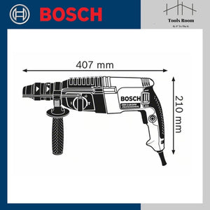 BOSCH GBH2-26DE สว่านโรตารี่ระบบ SDS PLUS ของที่ได้ในชุด กระเป๋าใส่เครื่องมือ ตัวตั้งระยะลึก 210 มม. ด้ามจับเสริม