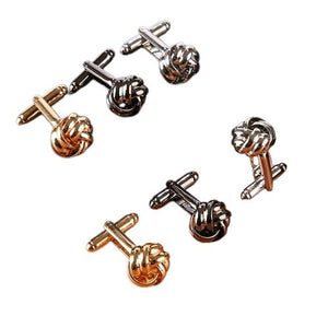 กระดุมข้อมือ กระดุมข้อมือคัฟลิงค์ (Cufflinks) แบบปมเชือก เนื้อโลหะ พร้อมส่ง กระดุมข้อมือโลหะเคลือบผิว
