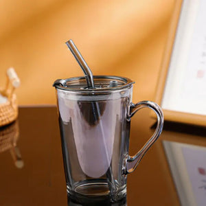แก้วน้ำมีหูหิ้วสำหรับสะสม สไตล์ดี ถ้วยกาแฟพร้อมหลอด ความจุขนาดใหญ่ พร้อมฝาปิด เหมาะสำหรับการใช้งาน