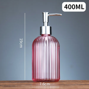 ขวดแก้วใส่สบู่เหลว ขวดปั้มแก้วสี ขวดแชมพู 400ml. หัวปั๊มสีเงิน สําหรับใส่สบู่เหลว เจลล้างมือ