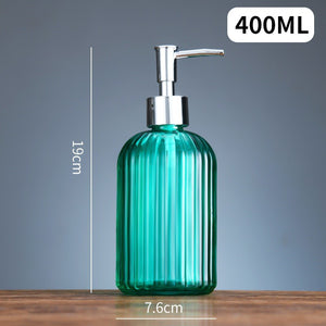 ขวดแก้วใส่สบู่เหลว ขวดปั้มแก้วสี ขวดแชมพู 400ml. หัวปั๊มสีเงิน สําหรับใส่สบู่เหลว เจลล้างมือ