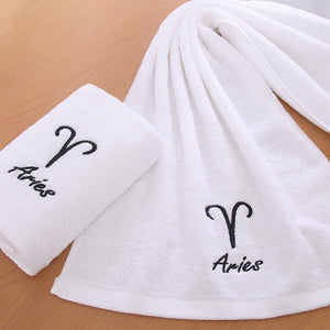 ผ้าขนหนู ผ้าเช็ดหน้า 12ราศี cotton ประจำราศีสิริมงคล ผ้าเช็ดผม Zodiac ขนาด 35 x 75 cm