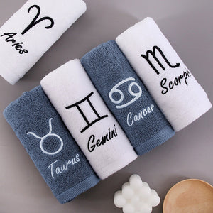 ผ้าขนหนู ผ้าเช็ดหน้า 12ราศี cotton ประจำราศีสิริมงคล ผ้าเช็ดผม Zodiac ขนาด 35 x 75 cm