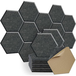 แผ่นกันเสียง แผ่นซับเสียง (ราคาต่อ1ชิ้น) ดูดซับเสียง มีกาวในตัว Acoustic Foam ทรงหกเหลี่ยม 30*26cm สําหรับติดผนัง