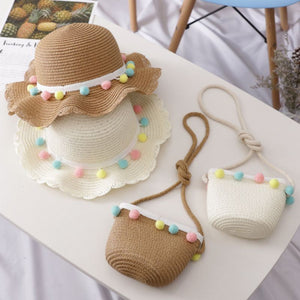 หมวกฟาง กระเป๋าฟาง หมวกกกันแดด หมวกเด็ก หมวกเดินเล่นชายหาด หมวกถักฟาง Baby Girl Hat