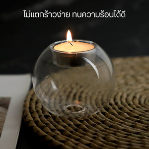 เชิงเทียนแก้ว ทำจากวัสดุแก้วคุณภาพดีมีความมั่นคงเชิงเทียนกลมคลาสสิกเหมาะสำหรับอาหารค่ำใต้แสงเทียนห้องนอนของตกแต่งบ้าน