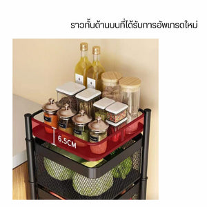ชั้นวางของเหล็กหมุน ชั้นเก็บของทรงสี่เหลี่ยม ทรงกลม ชั้นวางที่เก็บเครื่องครัวชั้นผักผลไม้สำหรับใช้ในครัวเรือน