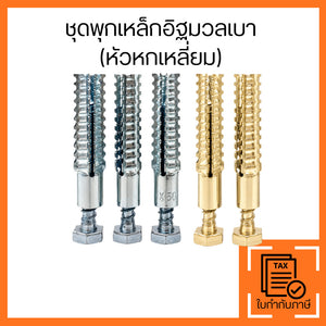 ชุดพุกเหล็กอิฐมวลเบา (หัวหกเหลี่ยม) พุกสำหรับอิฐมวลเบา พุก+สกรู พุกโลหะยึดผนัง (ชุด10ชิ้น) แรงยึดเกาะสูง(ชุด10ชิ้น)