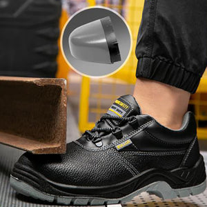 รองเท้าเซฟตี้ (Safety Shoes) หัวเหล็ก กันกระแทก กันลื่น หนัง PU ทนทาน ใส่ทำงานไซต์ก่อสร้าง งานช่าง