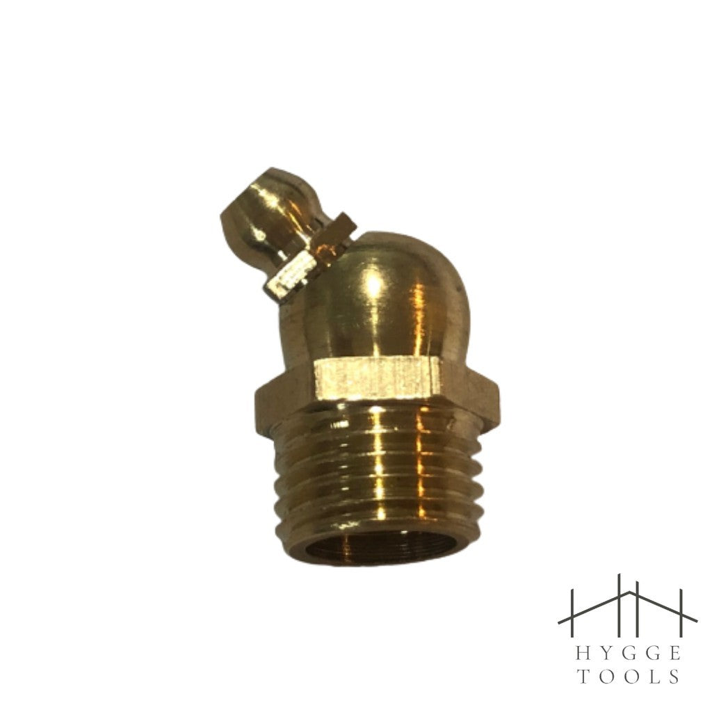 หัวอัดจารบีทองเหลือง 1/4" (2 หุน) แบบตรงและงอ 45° สำหรับงานหล่อลื่น Brass, Angle, Grease Nipple