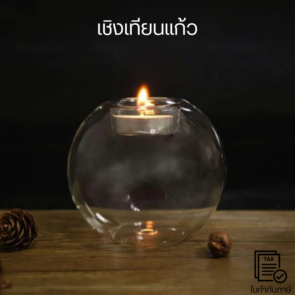 เชิงเทียนแก้ว ทำจากวัสดุแก้วคุณภาพดีมีความมั่นคงเชิงเทียนกลมคลาสสิกเหมาะสำหรับอาหารค่ำใต้แสงเทียนห้องนอนของตกแต่งบ้าน