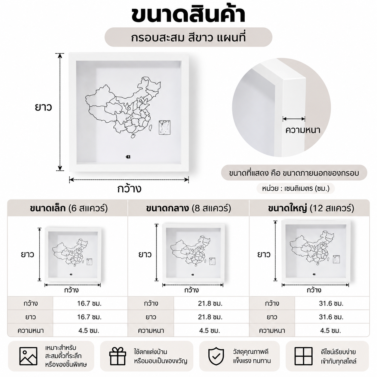 กรอบสะสมตั๋วที่ระลึก กรอบเก็บบัตรคอนเสิร์ต Shadow Box กรอบใส่บัตรเดินทาง ของสะสมติดผนัง ตกแต่งบ้านสไตล์มินิมอล