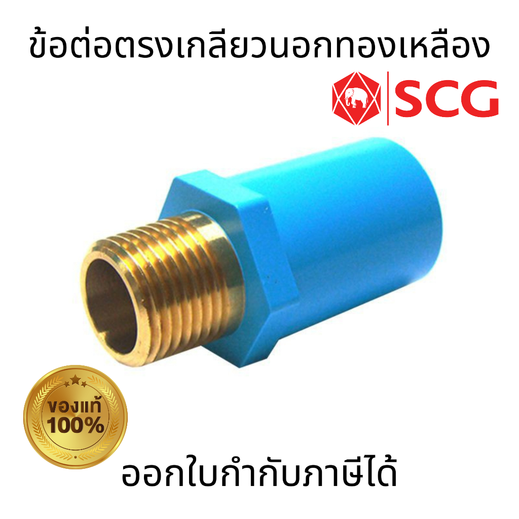 SCG ข้อต่อตรงเกลียวนอกทองเหลือง-หนา สีฟ้า ขนาด 18(1/2") 20(3/4") 25(1") PVC ท่อประปา ท่อการเกษตร ท่อน้ำดื่ม