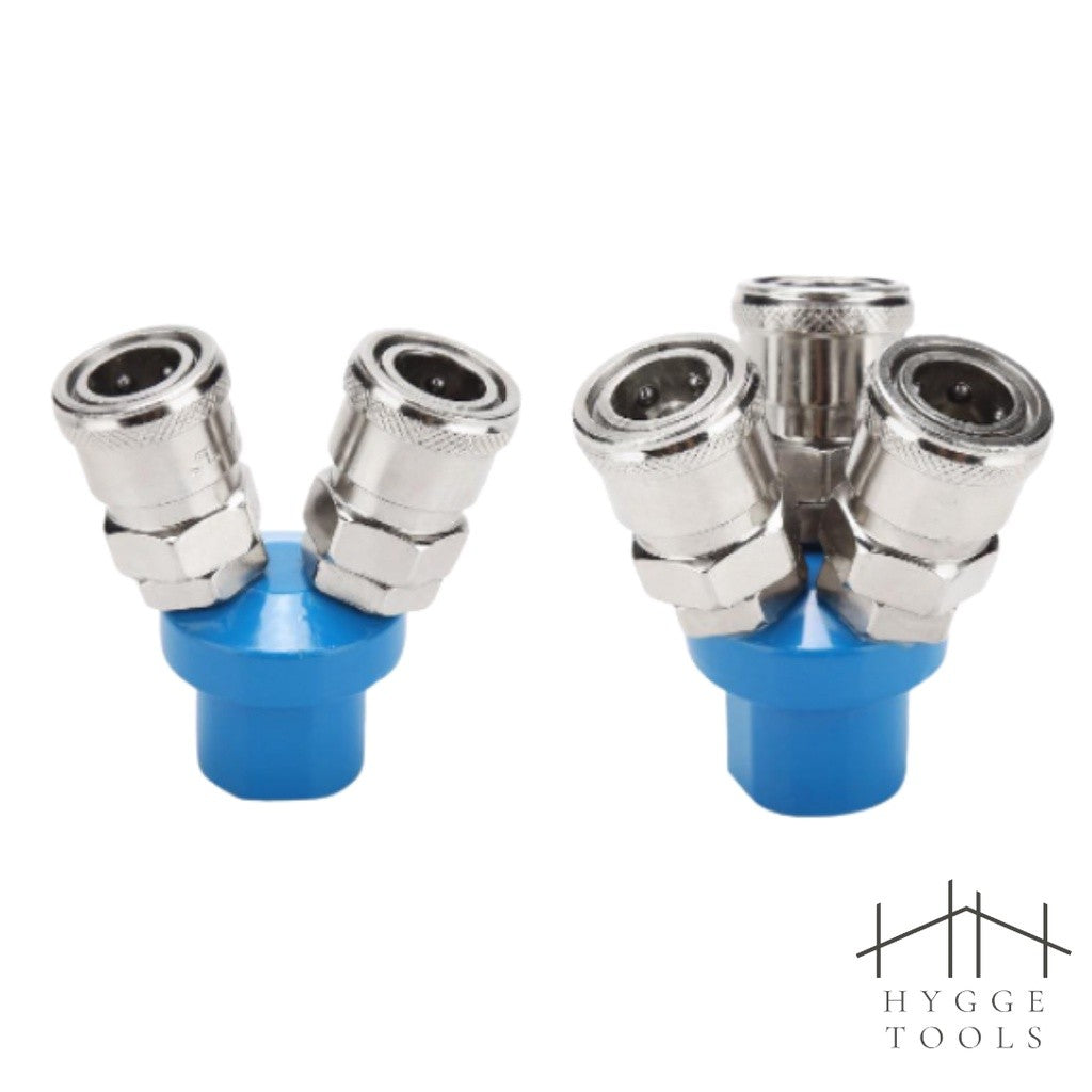 ข้อต่อลม ข้อต่อคอปเปอร์ ข้อต่อสวมเร็ว Quick Copper Multi Socket แบบฐานตรง แบบฐานกลม 2ทาง 3ทาง 2 3 4 5 หัว คอปเปอร์