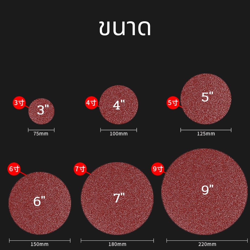กระดาษทรายตีนตุ๊กแก กระดาษาทรายด้านหลังแปะได้ แพคละ10แผ่น กระดาษทรายขัด กระดาษทรายกลม ใช้คู่กับสว่าน หยาบน้อยหยาบมาก