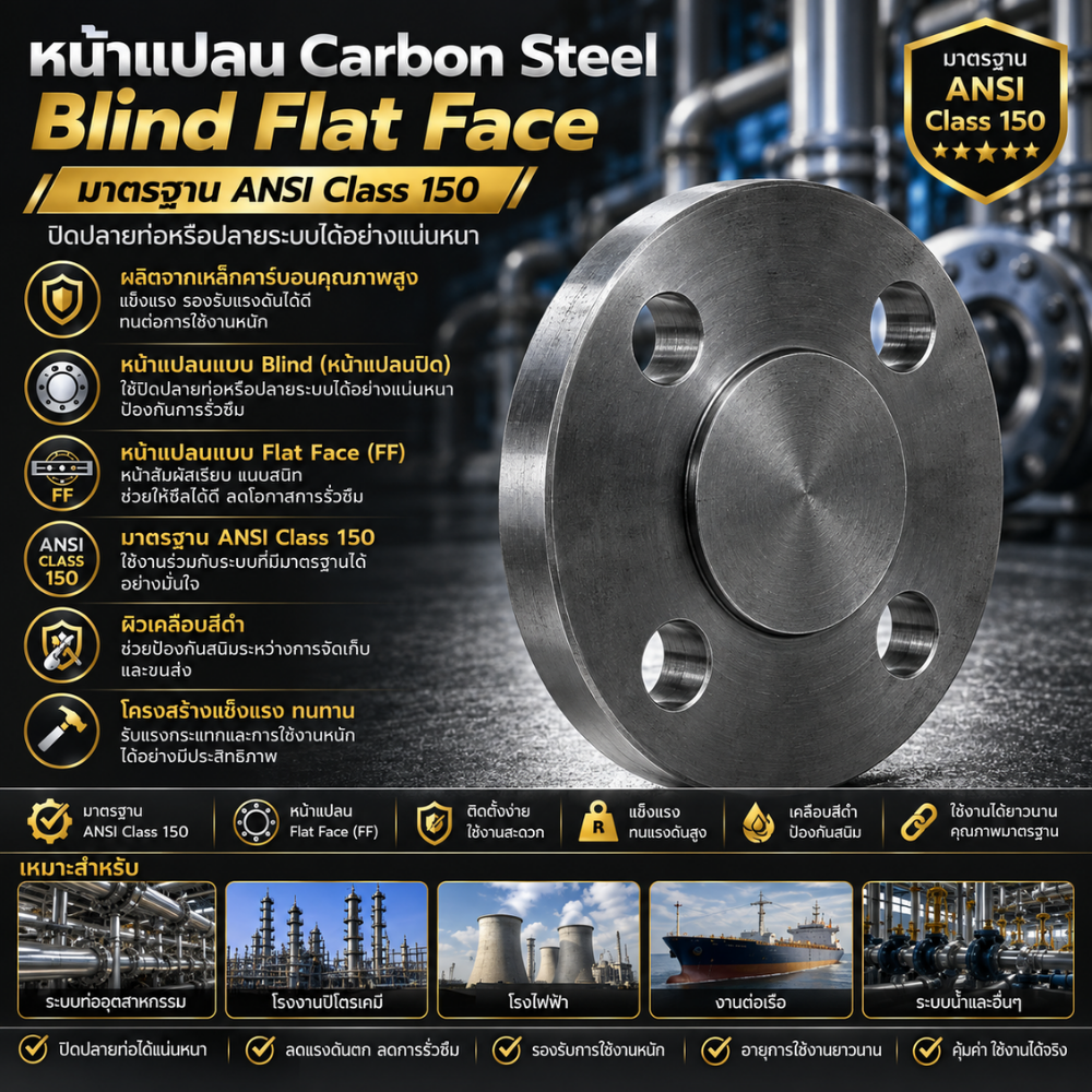 หน้าแปลน Carbon Steel Blind  Flat Face มาตรฐาน ANSI Class 150