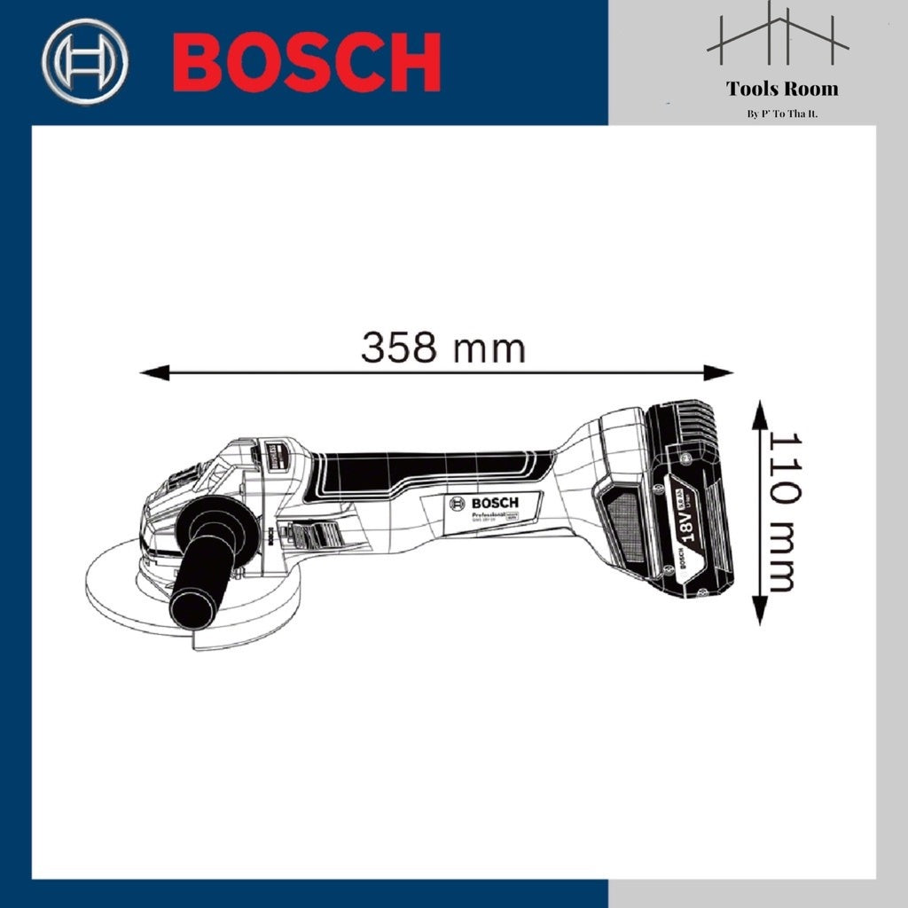 Bosch GWS 18V-10 PROFESSIONAL เครื่องเจียรไฟฟ้าไร้สาย 18 โวลต์ Brushless motor (เครื่องเปล่า) (06019J40K0)