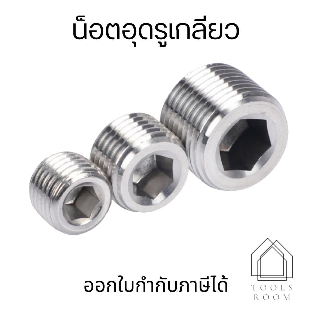 น็อตอุดรู น็อตอุดรูเกลียว น็อตปิดรูเกลียว หัวหกเหลี่ยม หัวจม ปลั๊กอุดหัวจม