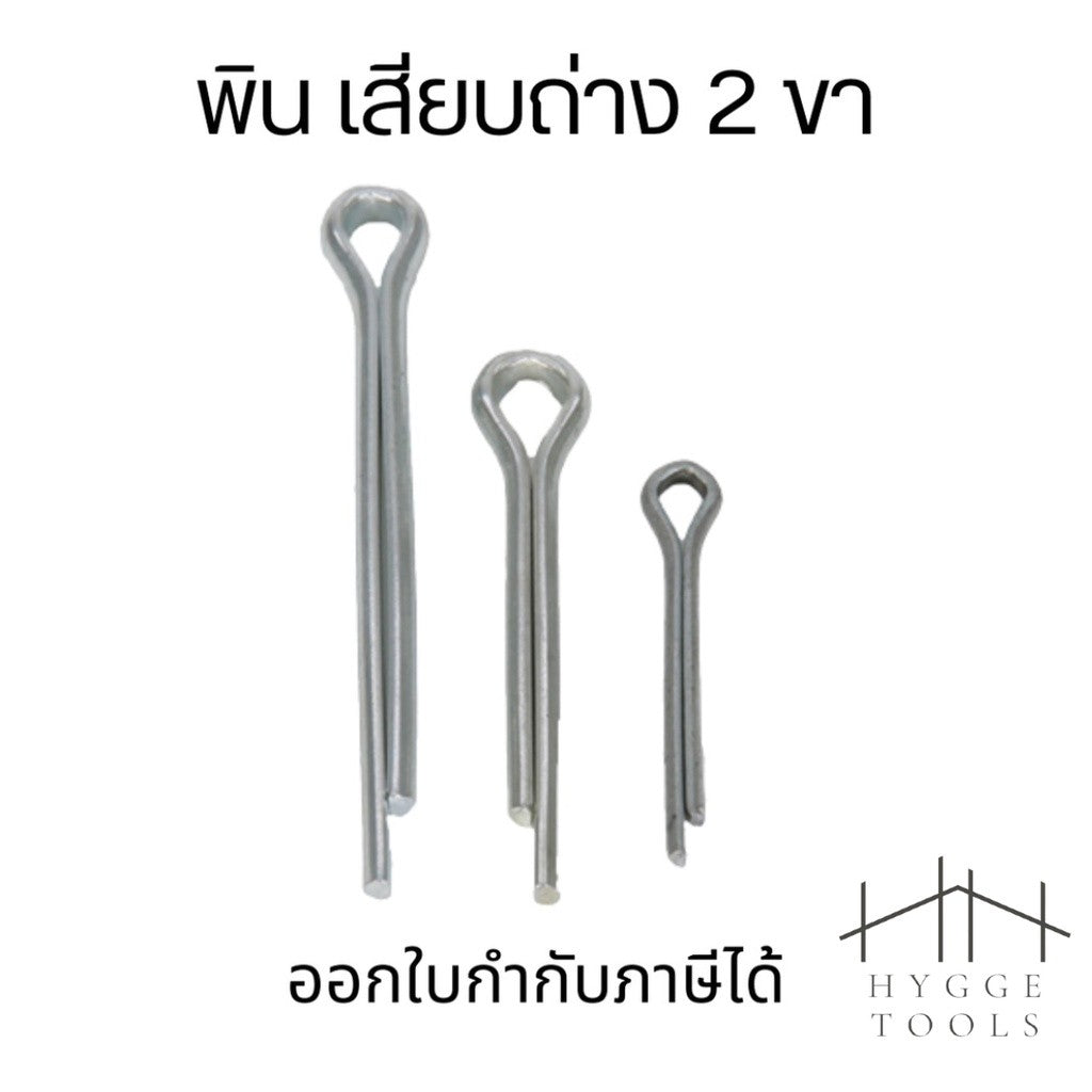 พินเสียบถ่าง 2 ขา M2 ชุด 10 ตัว เหล็กชุบ Cotter Pin ขนาดหลากหลายเหมาะสำหรับงานช่างทั่วไป
