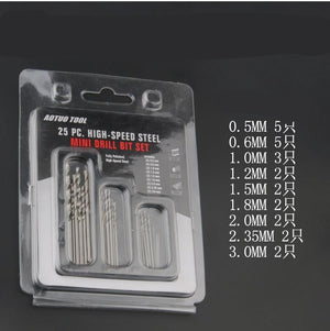 ชุดดอกสว่านขนาดเล็ก เกลียว HSS ชุด25 ชิ้น ขนาด0.5-3 mm