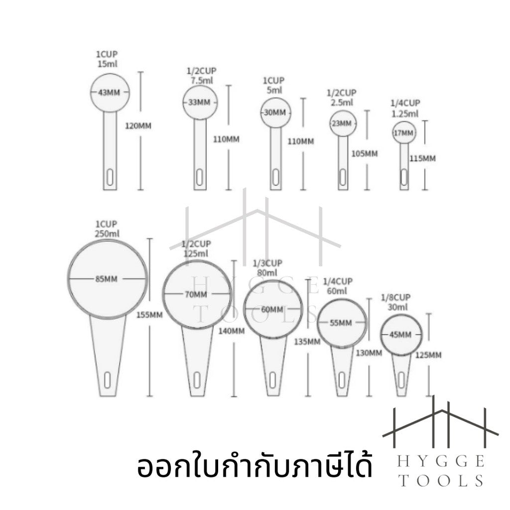 ชุดช้อนตวงเบเกอรี่ ชุดช้อนตวงเบเกอรี่ 5 ชิ้น สำหรับตวงอาหาร แบบพลาสติก สีดำ 10 ชิ้น