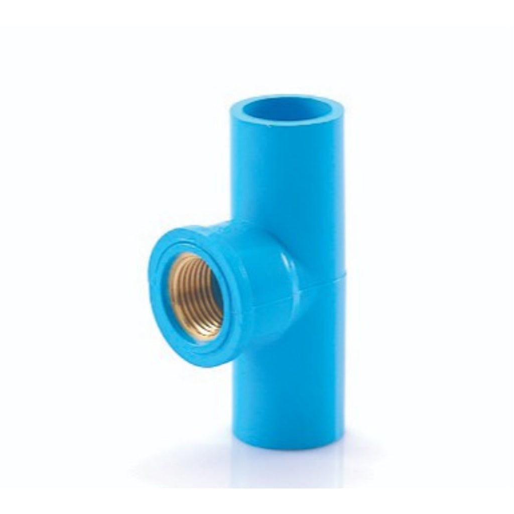 SCG ข้อต่อสามทางเกลียวในทองเหลือง สีฟ้า ขนาด 1/2" 3/4" สำหรับท่อประปา การเกษตร ในครัวเรือน