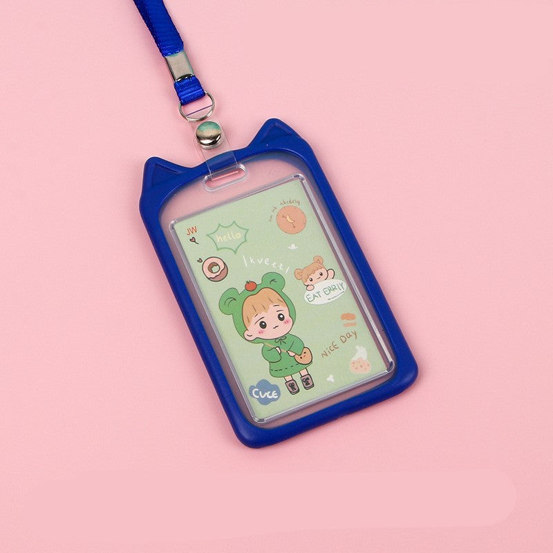 ที่ใส่บัตร ป้ายชื่อ โปร่งใสเชือกเส้นเล็กซิลิโคน แบบยืดหดได้ ลายน่ารัก สําหรับสํานักงาน ทำงาน โรงเรียน