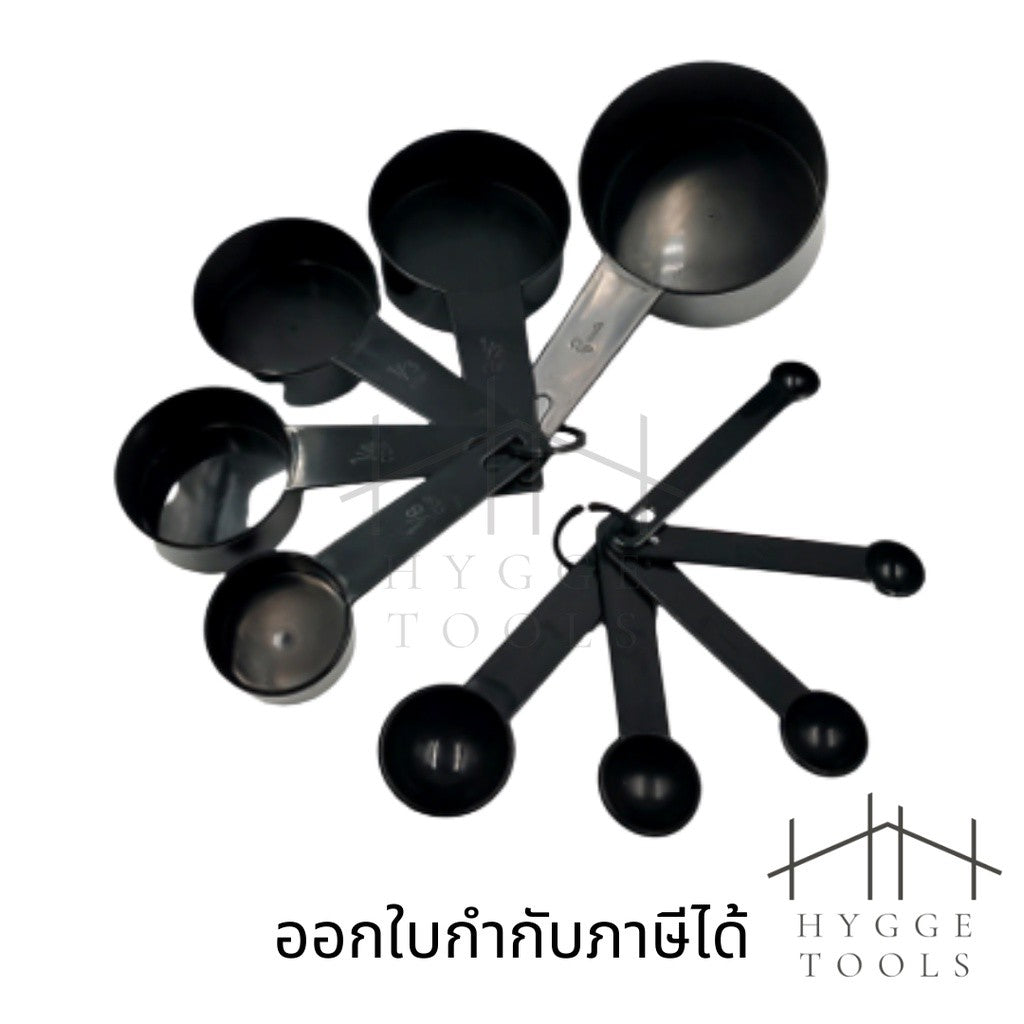 ชุดช้อนตวงเบเกอรี่ ชุดช้อนตวงเบเกอรี่ 5 ชิ้น สำหรับตวงอาหาร แบบพลาสติก สีดำ 10 ชิ้น