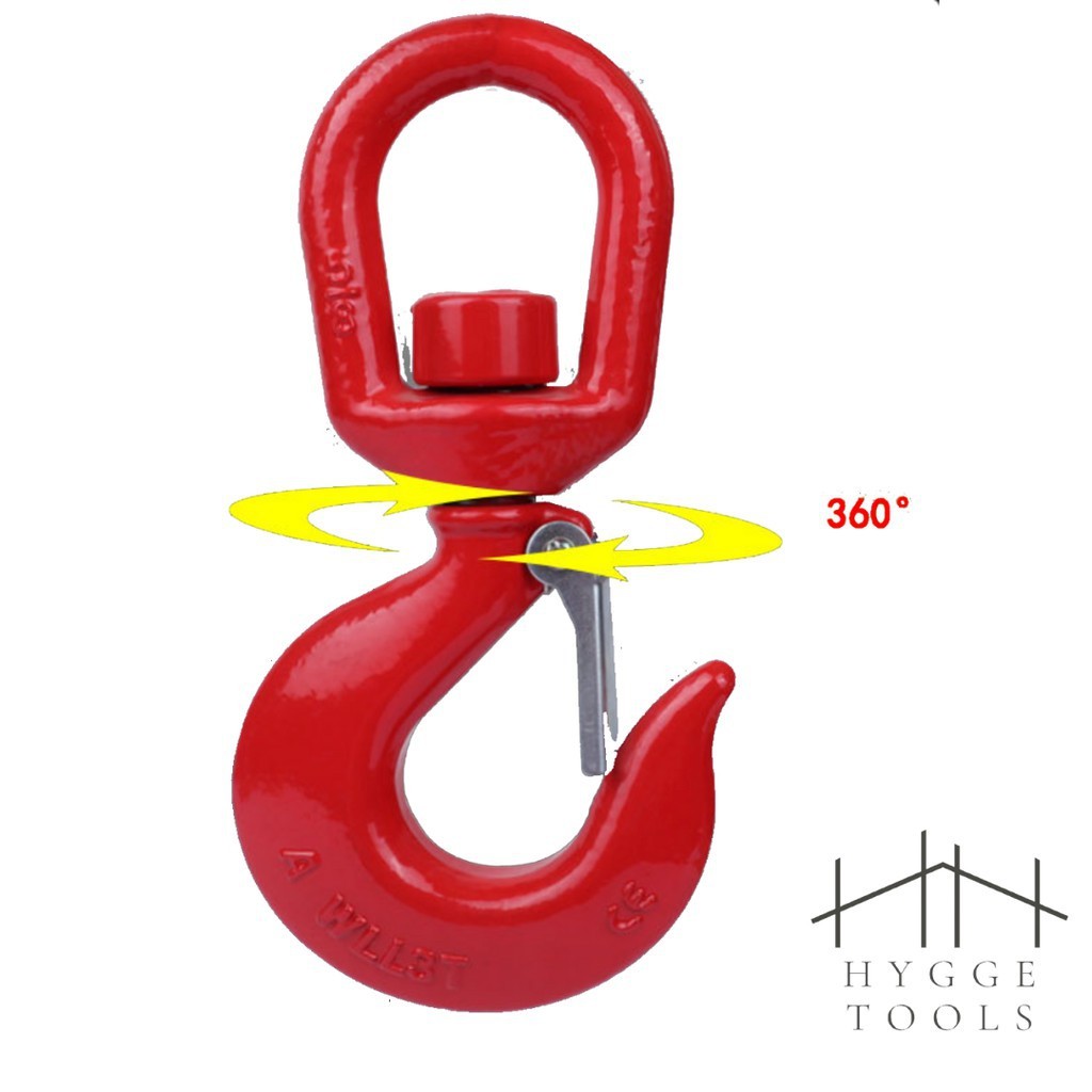 ตะขอยกของแบบห่วงหมุน ขนาด 2 ตัน หรือ 1 ตัน ตะขอยกของ Safety Hook รุ่น 322A สีแดง ตะขอเซฟตี้