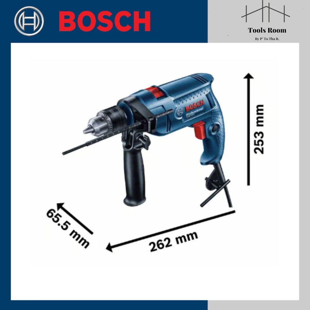 Bosch สว่านกระแทก GSB 550 PROFESSIONAL เครื่องมือที่แข็งแรงทนทานและไว้ใจได้ มอเตอร์กำลังสูง 550 วัตต์ สิ่งที่มีให้ในชุดนี้  เกจวัดความลึก ประแจหัวจับ ด้ามจับเสริม