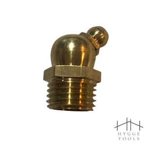 หัวอัดจารบีทองเหลือง 1/4" (2 หุน) แบบตรงและงอ 45° สำหรับงานหล่อลื่น Brass, Angle, Grease Nipple