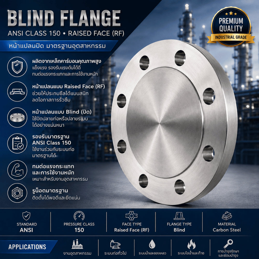 หน้าแปลน Carbon Steel Blind  Raised Face มาตรฐาน ANSI Class 150