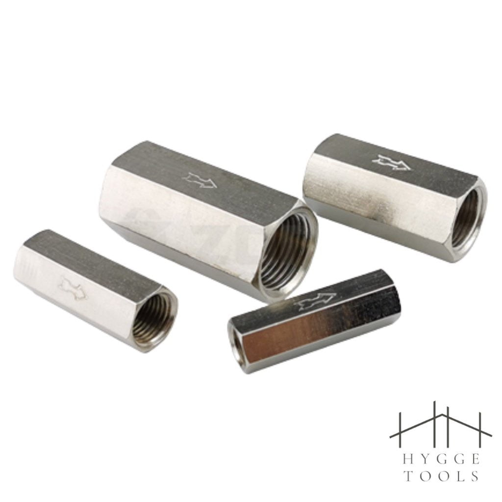 เช็ควาล์มลม แบบทางเดียว เช็ควาล์วกันกลับ ขนาด 1/8" 1/4" 3/8" 1/2" CV เช็ควาล์ว กันลมไหลย้อนกลับ เช็ควาล์ว วาล์วกันกลับ