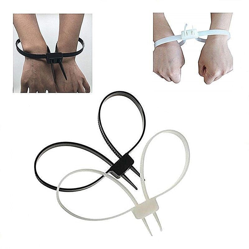 กุญแจมือสาย Cable Ties (เคเบิ้ลไทร์รัดข้อมือ) กุญแจมือตํารวจ พลาสติกยืดหยุ่น สายไนลอน PA66