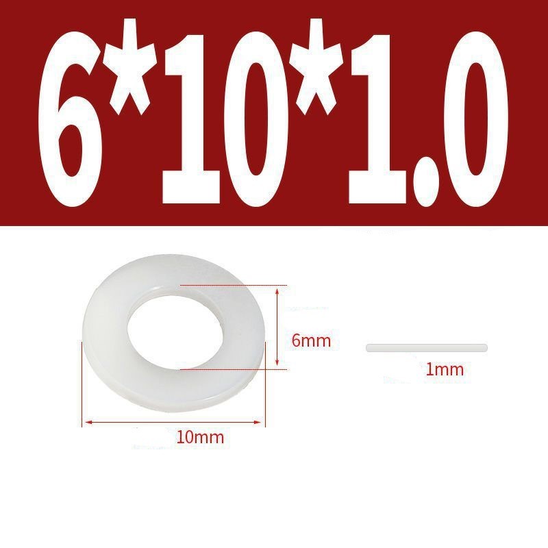 แหวนอีแปะไนลอน M3-M12 (10 ชิ้น) แหวนรองน็อตพลาสติกแข็ง ทนทาน ไม่ใช่ยาง ป้องกันการกัดกร่อน รองรับแรงกด สำหรับงานช่าง