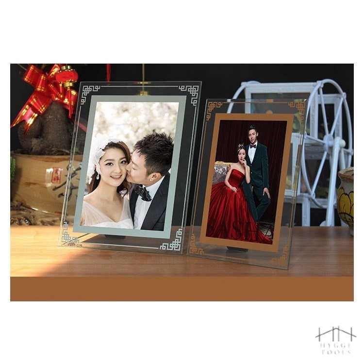 กรอบรูปงานแต่ง กรอบรูปกระจก กรอบรูปคริสตัล วางได้สองแนว กรอปรูปมินิมอล กรอบรูปตั้งได้ กระจกแนวตั้ง กระจกแนวนอน กรอบรูป