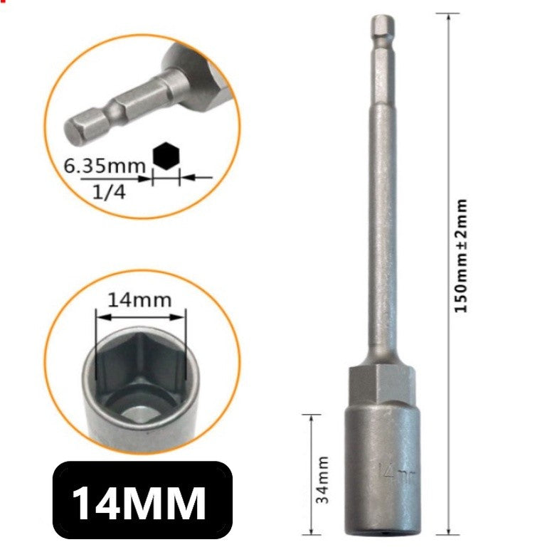 หัวบล็อกแม่เหล็ก (ต่อ 1 ชิ้น) บล็อกขันสกรูปลายสว่าน แบบสวมเร็ว 150mm ใช้งานสะดวก สำหรับงานยิงน็อตและสกรู