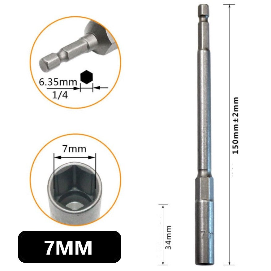 หัวบล็อกแม่เหล็ก (ต่อ 1 ชิ้น) บล็อกขันสกรูปลายสว่าน แบบสวมเร็ว 150mm ใช้งานสะดวก สำหรับงานยิงน็อตและสกรู