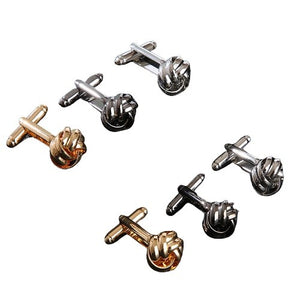 กระดุมข้อมือ กระดุมข้อมือคัฟลิงค์ (Cufflinks) แบบปมเชือก เนื้อโลหะ พร้อมส่ง กระดุมข้อมือโลหะเคลือบผิว