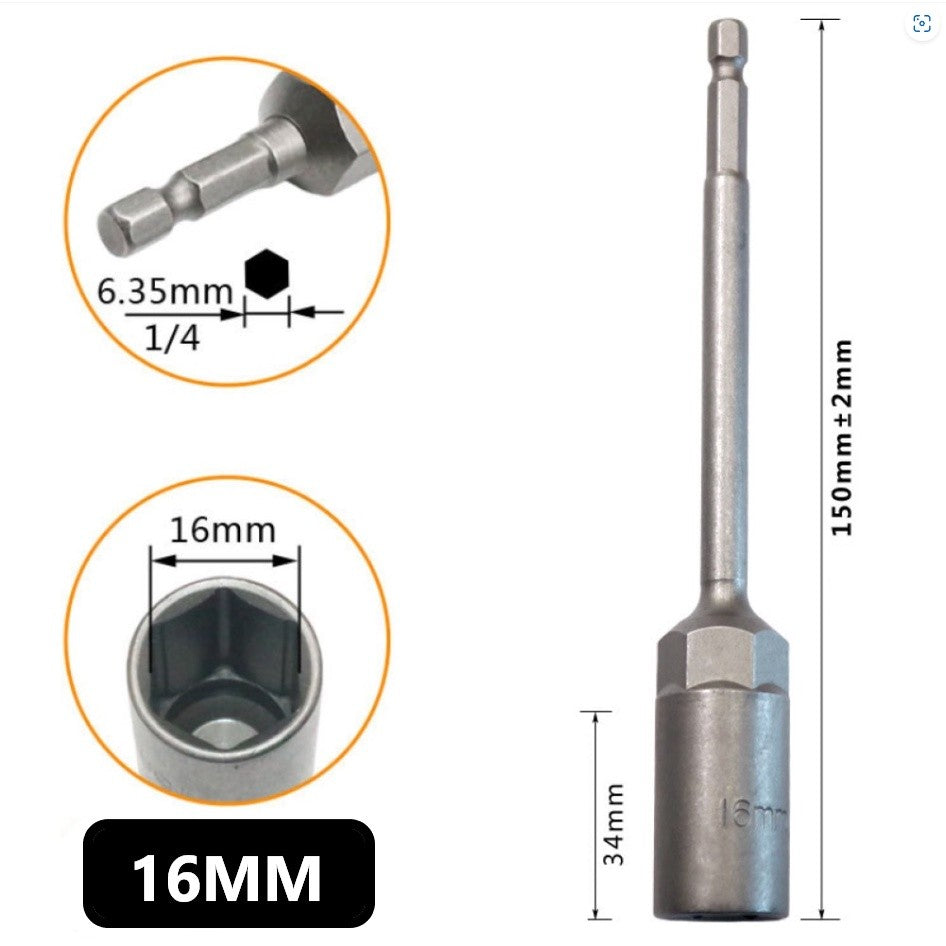 หัวบล็อกแม่เหล็ก (ต่อ 1 ชิ้น) บล็อกขันสกรูปลายสว่าน แบบสวมเร็ว 150mm ใช้งานสะดวก สำหรับงานยิงน็อตและสกรู