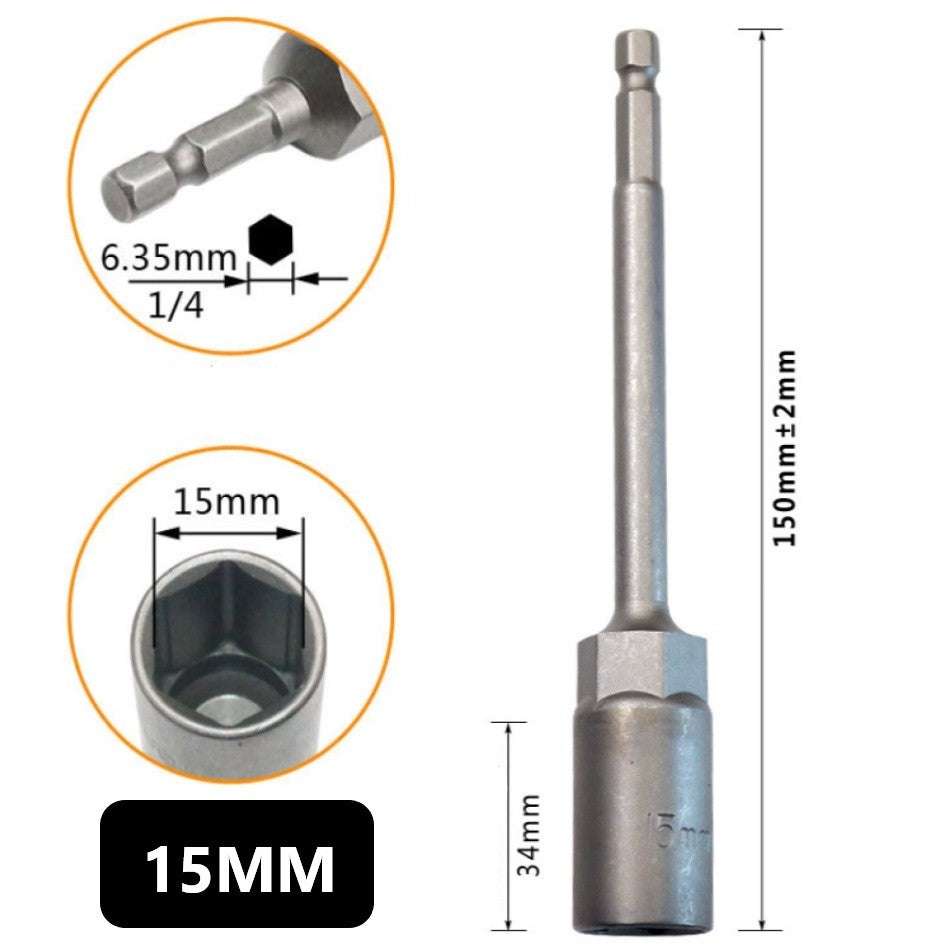 หัวบล็อกแม่เหล็ก (ต่อ 1 ชิ้น) บล็อกขันสกรูปลายสว่าน แบบสวมเร็ว 150mm ใช้งานสะดวก สำหรับงานยิงน็อตและสกรู