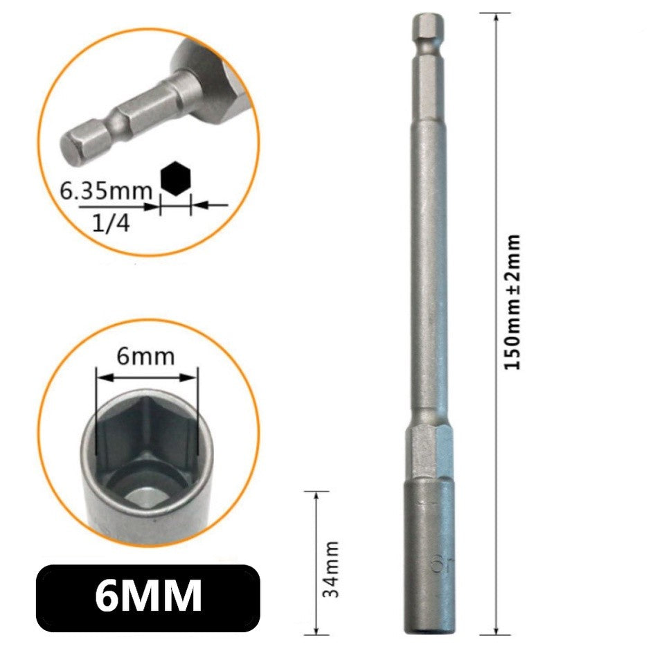 หัวบล็อกแม่เหล็ก (ต่อ 1 ชิ้น) บล็อกขันสกรูปลายสว่าน แบบสวมเร็ว 150mm ใช้งานสะดวก สำหรับงานยิงน็อตและสกรู
