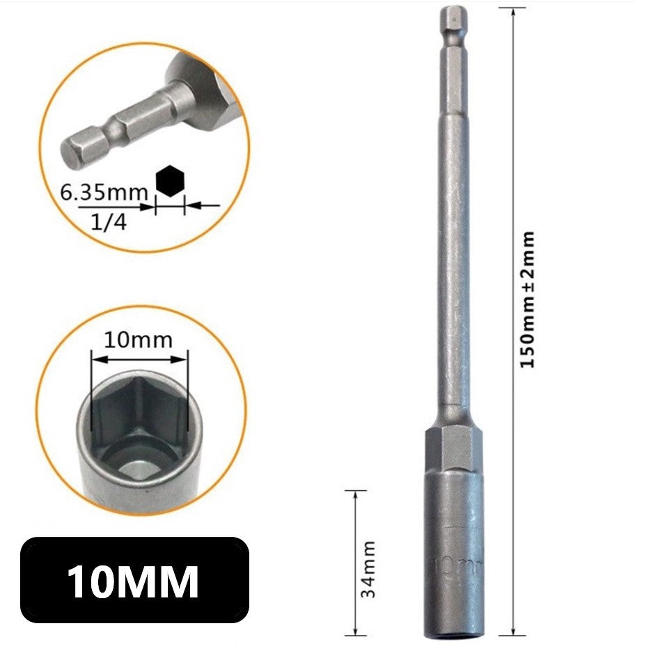 หัวบล็อกแม่เหล็ก (ต่อ 1 ชิ้น) บล็อกขันสกรูปลายสว่าน แบบสวมเร็ว 150mm ใช้งานสะดวก สำหรับงานยิงน็อตและสกรู