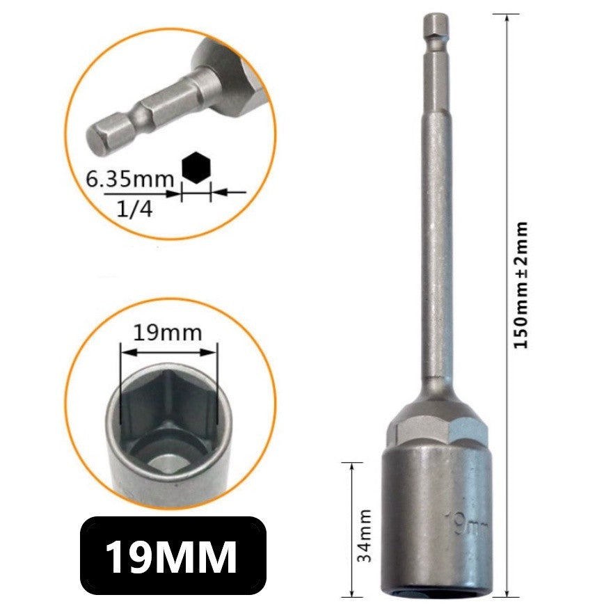 หัวบล็อกแม่เหล็ก (ต่อ 1 ชิ้น) บล็อกขันสกรูปลายสว่าน แบบสวมเร็ว 150mm ใช้งานสะดวก สำหรับงานยิงน็อตและสกรู