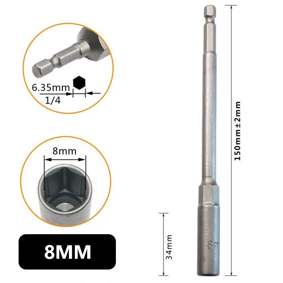 หัวบล็อกแม่เหล็ก (ต่อ 1 ชิ้น) บล็อกขันสกรูปลายสว่าน แบบสวมเร็ว 150mm ใช้งานสะดวก สำหรับงานยิงน็อตและสกรู