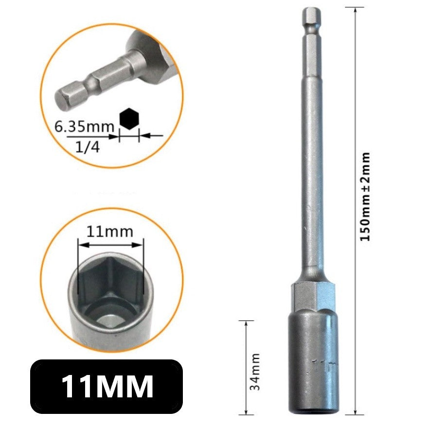 หัวบล็อกแม่เหล็ก (ต่อ 1 ชิ้น) บล็อกขันสกรูปลายสว่าน แบบสวมเร็ว 150mm ใช้งานสะดวก สำหรับงานยิงน็อตและสกรู