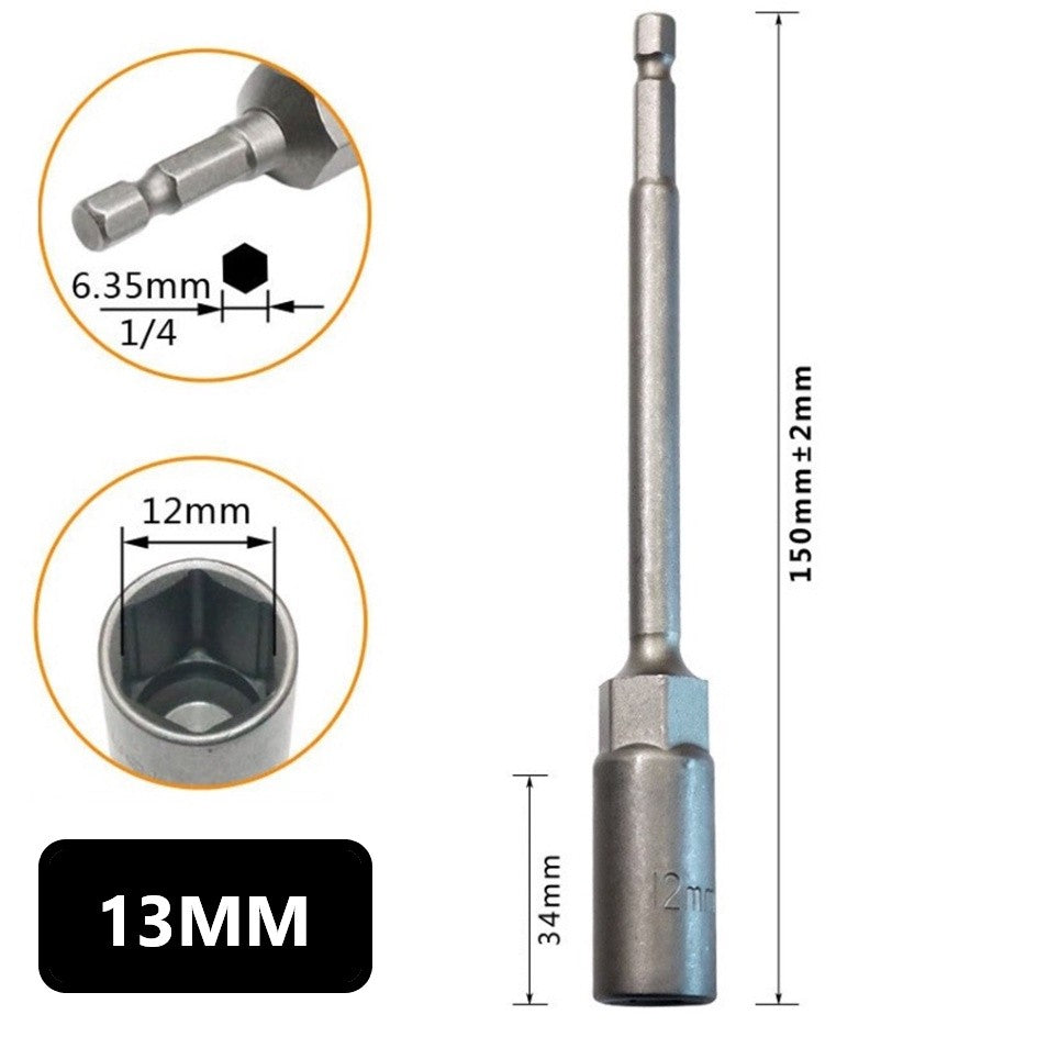 หัวบล็อกแม่เหล็ก (ต่อ 1 ชิ้น) บล็อกขันสกรูปลายสว่าน แบบสวมเร็ว 150mm ใช้งานสะดวก สำหรับงานยิงน็อตและสกรู