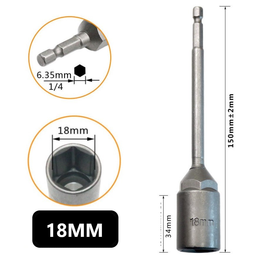 หัวบล็อกแม่เหล็ก (ต่อ 1 ชิ้น) บล็อกขันสกรูปลายสว่าน แบบสวมเร็ว 150mm ใช้งานสะดวก สำหรับงานยิงน็อตและสกรู