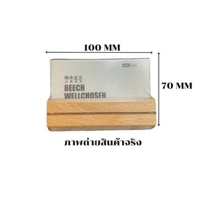 ป้ายฐานไม้ ป้ายตั้งโต๊ะ ป้ายอะคริลิค ฐานไม้ ป้ายราคา ป้ายตั้งโต๊ะ แนวตั้ง